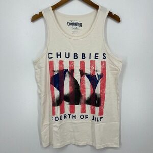 Chubbies Tank Top Men's Size S White Cream Fourth of July 4th USA Cotton New NWT